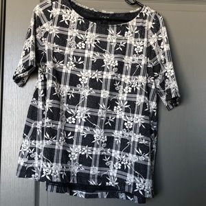 Black and white floral A- line dress top